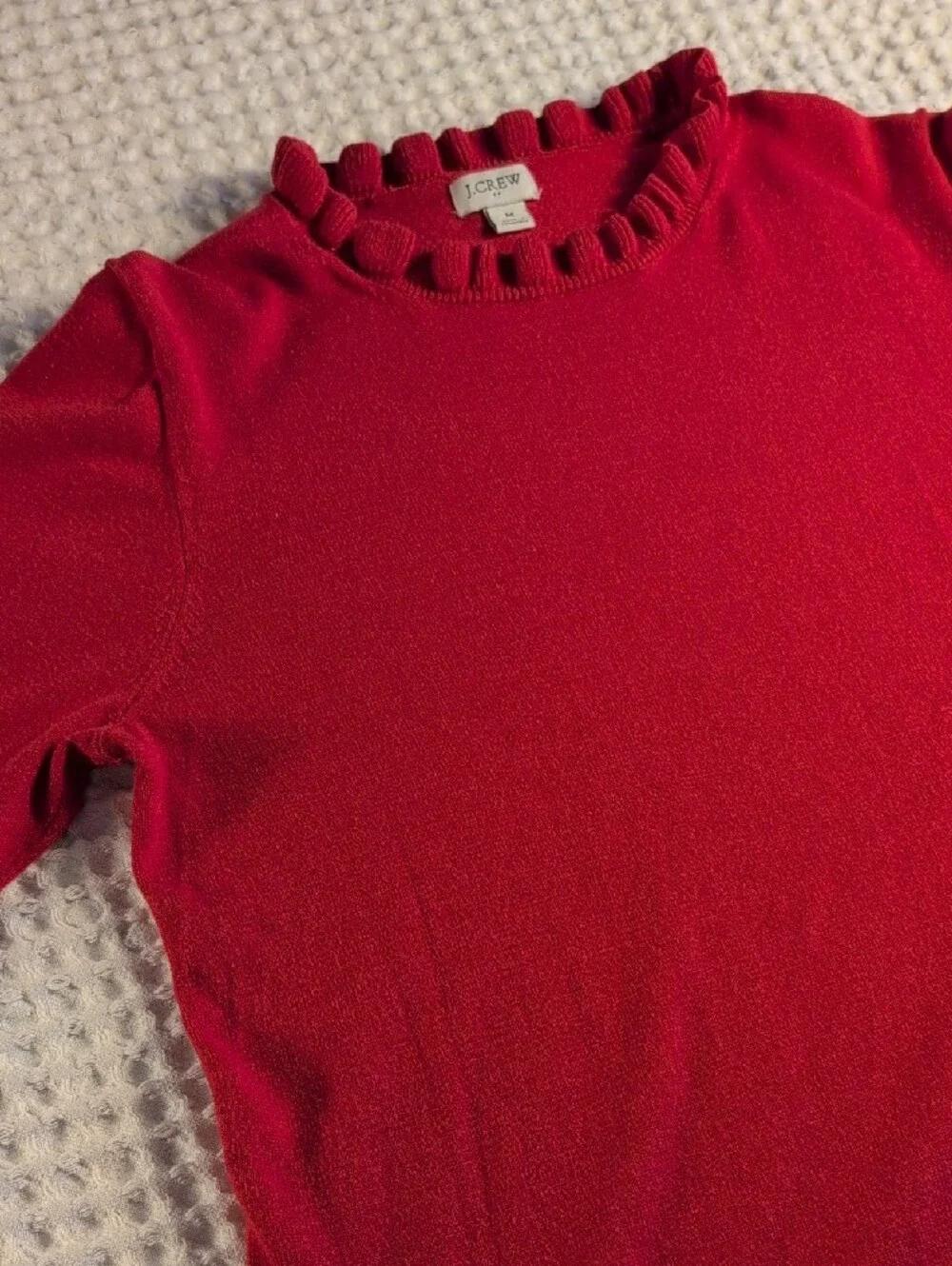 J. Crew 100% Cotton Bright Red Knit Sweater Size M